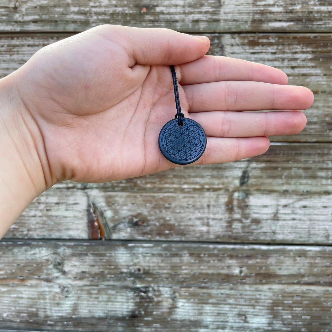 Shungite Pendant Flower of life