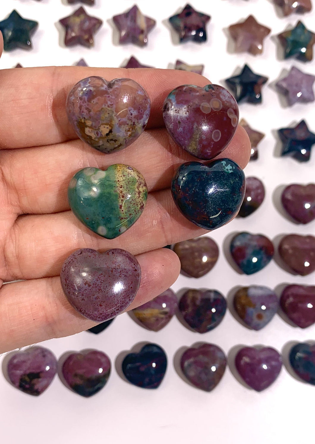 Ocean Jasper MINIS Hearts , Stars, and Spheres